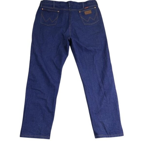 Wrangler Jeans Mens 46x34 Blue Denim Dark Wash Cowboy Cut Rodeo Western - Picture 4 of 7